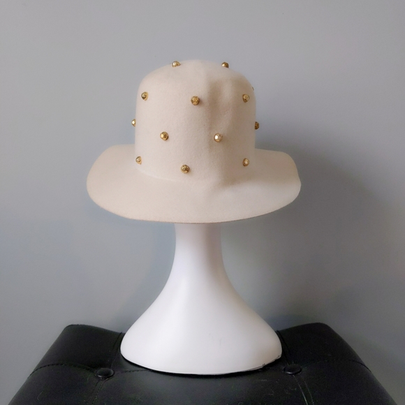 Vintage Capadors Wool Felt Studded Wide Brim Hat - Picture 4 of 6